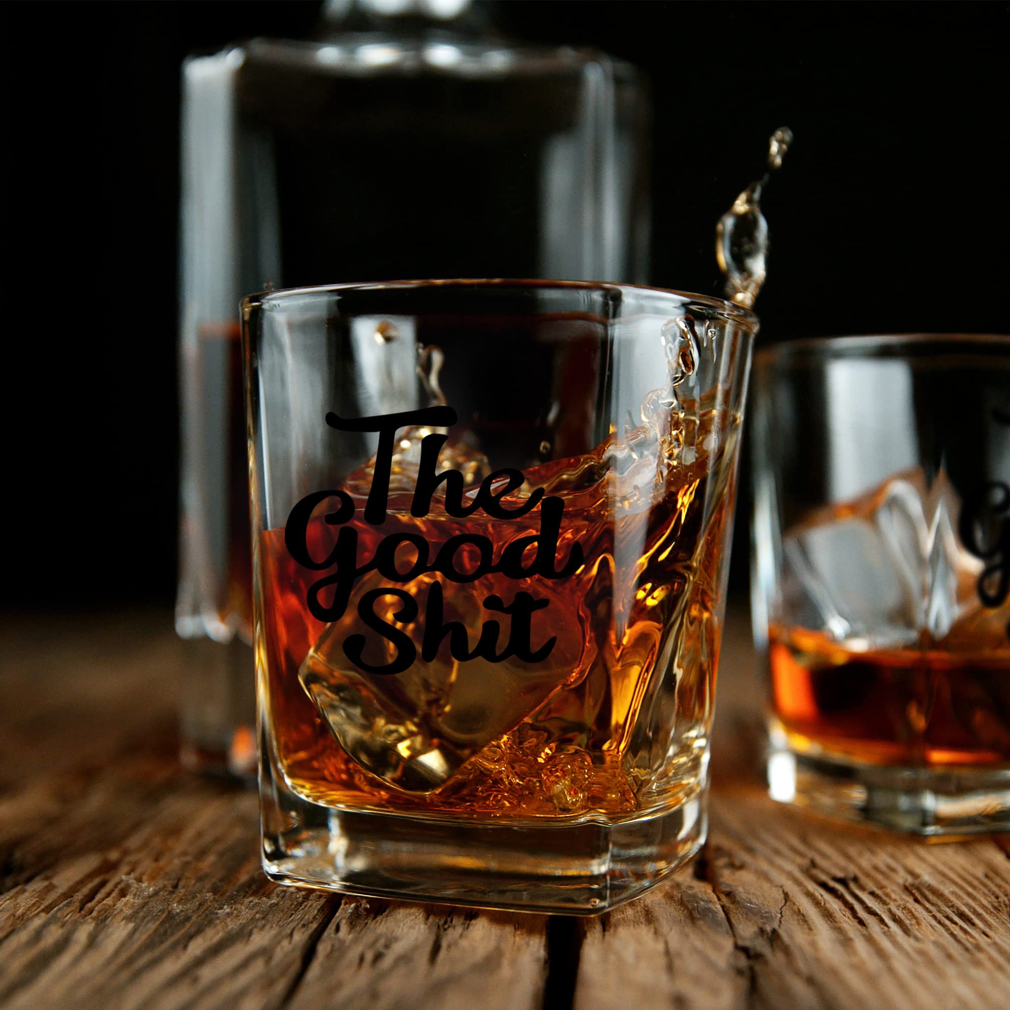 The Good Shit Funny Whiskey Glasses Gifts for Men Dad, Unique Gag Fathers Day, Birthday, Christmas, Thanksgiving Gifts for Dad, Mom, Husband, Friends, Coworkers, Brother, Old Fashioned Glass 10 oz