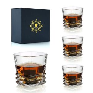 ridge whiskey glass - set of 4 crystal whiskey drinking glasses