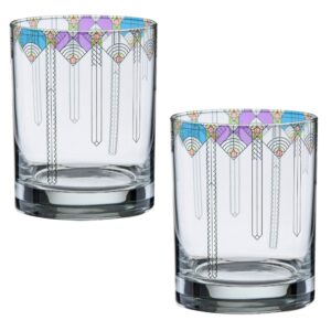 frank lloyd wright dof double old fashioned glass 14-ounce (gift boxed set of 2, april showers)