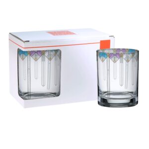 Frank Lloyd Wright DOF Double Old Fashioned Glass 14-Ounce (Gift Boxed Set of 2, April Showers)