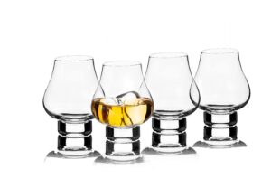 luxbe - bourbon whiskey brandy - crystal glasses snifter 7.1-ounce, set of 4 - handcrafted lead-free glass - great for spirits drinks - tasting glasses - tequila shots - scotch cognac - 210ml