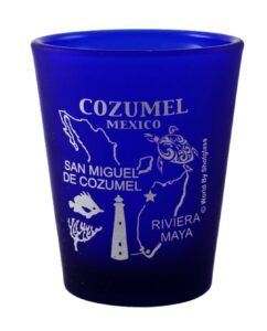 cozumel mexico cobalt blue frosted shot glass