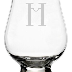 Celtic Etched Monogram Crystal Whisky Glass (Letter H) compatible with The Glencairn Glass Accessories