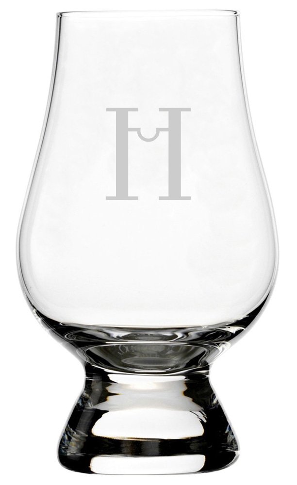 Celtic Etched Monogram Crystal Whisky Glass (Letter H) compatible with The Glencairn Glass Accessories