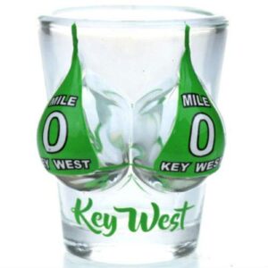 key west mile 0 bikini bust 3d shot glass