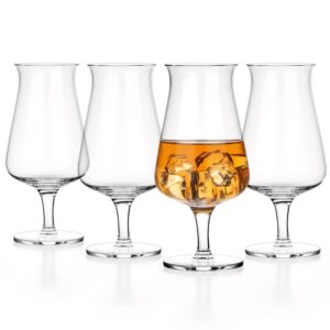 luxbe - whiskey bourbon brandy crystal glasses snifter, set of 4 - large handcrafted - 100% lead-free crystal glass - great for spirits drinks - cognac scotch - 8.5oz - 250ml