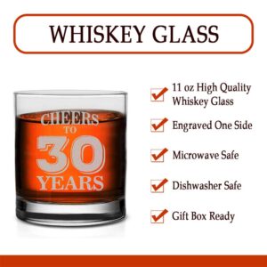 Veracco Cheers To 30 Years Whiskey Glass Birthday Gift For Someone Who Loves Drinking Bachelor 30th Funny Party Favors Thirty and Fabulous (Clear, Glass) (Clear, Glass)