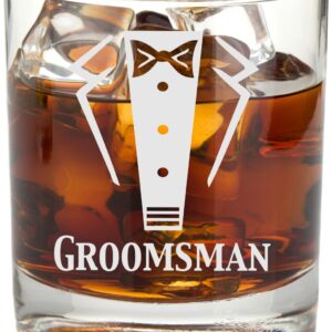 Frederick Engraving Engraved Tuxedo 11 oz Wedding Party Rocks Glass - Will You Be My? Whiskey Glass (Father of the Groom)