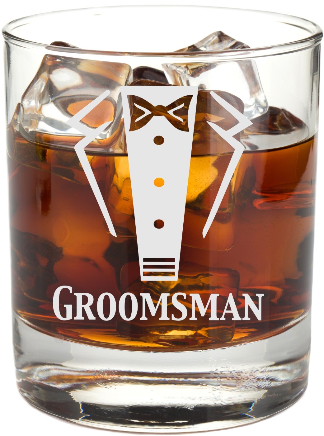 Frederick Engraving Engraved Tuxedo 11 oz Wedding Party Rocks Glass - Will You Be My? Whiskey Glass (Father of the Groom)