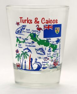 turks & caicos landmarks and icons collage shot glass