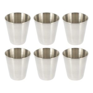 stobok 6pcs 2 ounce shot glasses stainless steel shot cups glass drinking tumbler for whiskey (70ml)