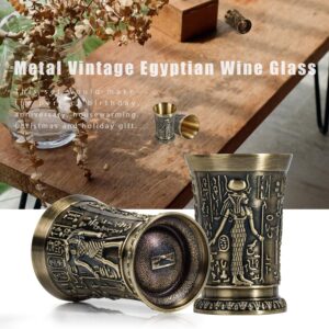 Shot Glass,1.1 Oz Metal Vintage Egyptian Shot Glass,Pharaoh Ramses Pattern Creative Wine Glass，Used For Tequila-Vodka-Brandy-Whisky-Rum-Vodka-Sake