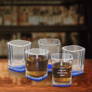 Custom Square Shot Glasses by ARC 2 oz. Set of 10, Personalized Bulk Pack - Great for Weddings, Birthdays, Parties, Indoor & Outdoor Events - Blue