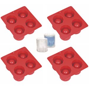 dd-life 4 pcs 4-cavity ice cubist ice shot glass molds round shot glass silicone mold(red）