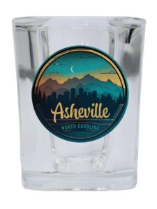 r and r imports asheville north carolina souvenir 2.5 ounce shot glass square