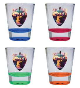 r and r imports nashville tennessee music city souvenir 1.5 ounce shot glass round 4-pack color