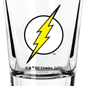 DC Comics Justice League Shot Glass Set - 2 oz. Capacity - Set of 4 Shot Glasses - Superman, Batman, Wonder Woman, Flash Clear