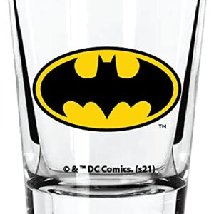 DC Comics Justice League Shot Glass Set - 2 oz. Capacity - Set of 4 Shot Glasses - Superman, Batman, Wonder Woman, Flash Clear