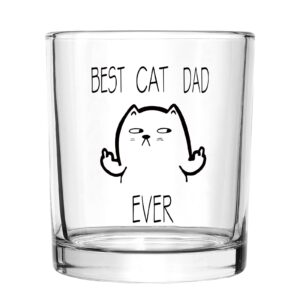 futtumy best cat dad ever whiskey glass, funny dad rock glass for men dad cat dad cat lover father husband, special christmas gift father’s day gift birthday gift from son daughter, 10oz
