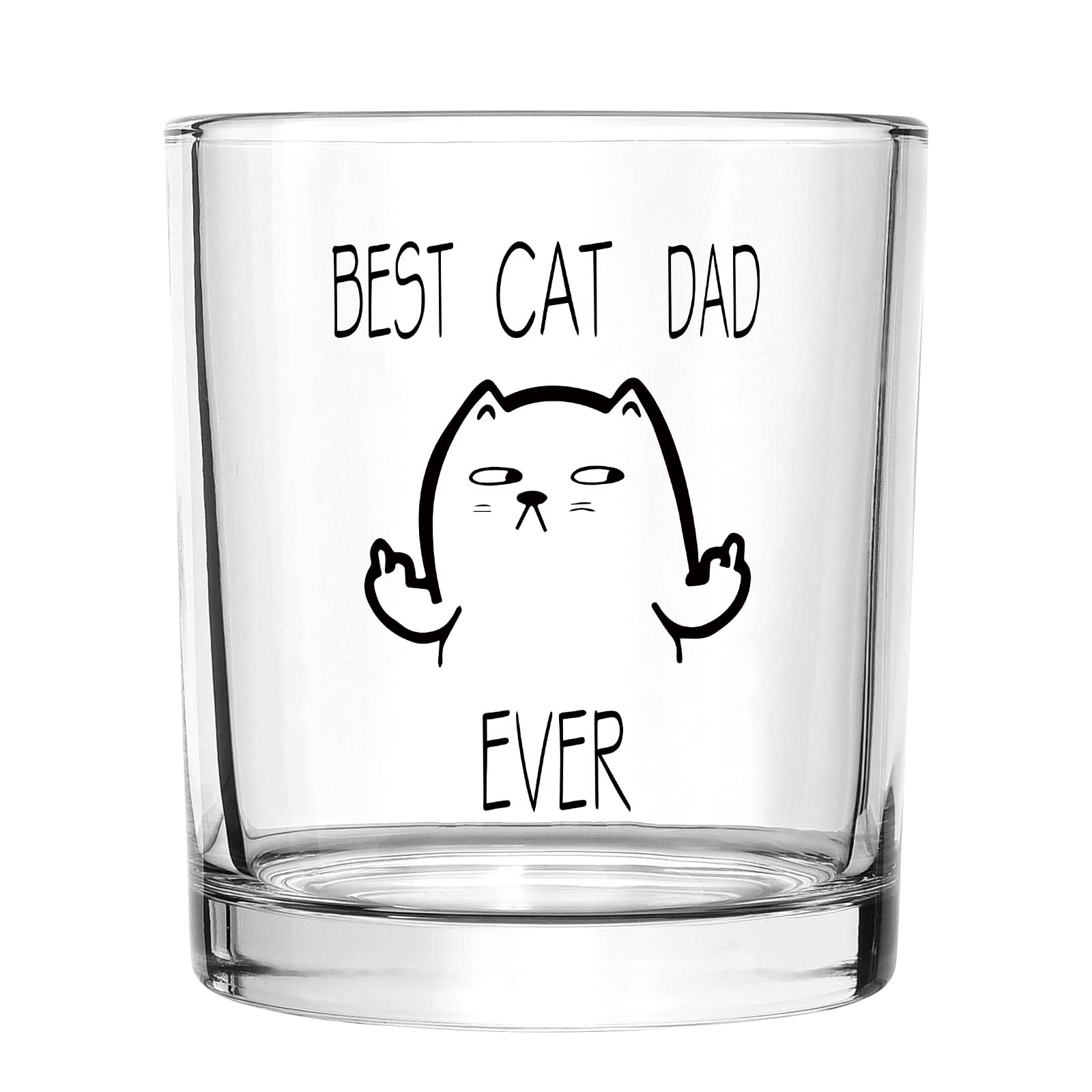 Futtumy Best Cat Dad Ever Whiskey Glass, Funny Dad Rock Glass for Men Dad Cat Dad Cat Lover Father Husband, Special Christmas Gift Father’s Day Gift Birthday Gift from Son Daughter, 10oz