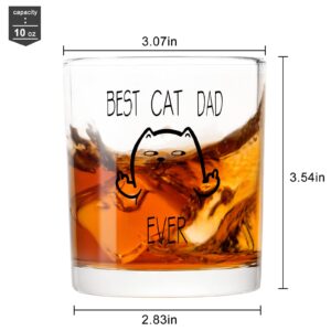 Futtumy Best Cat Dad Ever Whiskey Glass, Funny Dad Rock Glass for Men Dad Cat Dad Cat Lover Father Husband, Special Christmas Gift Father’s Day Gift Birthday Gift from Son Daughter, 10oz