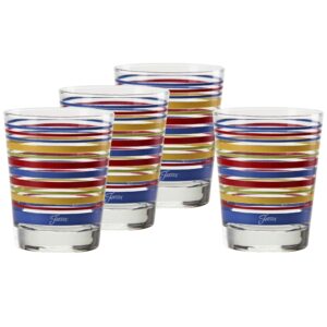 officially licensed fiesta stripes 14-ounce tapered dof double old fashioned glass (set of 4) (sienna sunset collection)