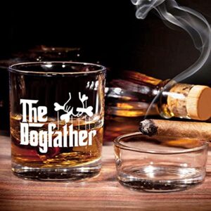 The Dogfather Funny Whiskey Glass - Dog Lover Gifts for Men, Gag Unique Fathers Day Christmas Birthday Gifts for Dog Dads, Dog Owner, Men from Daughter, Son, Kids, Friends, Old Fashioned Glass, 11oz