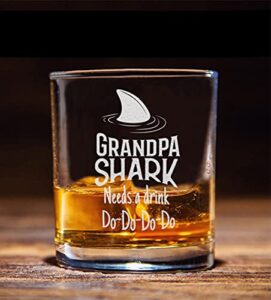 grandpa shark needs a drink do do do do whiskey glass - gift for grandpa from grandkids