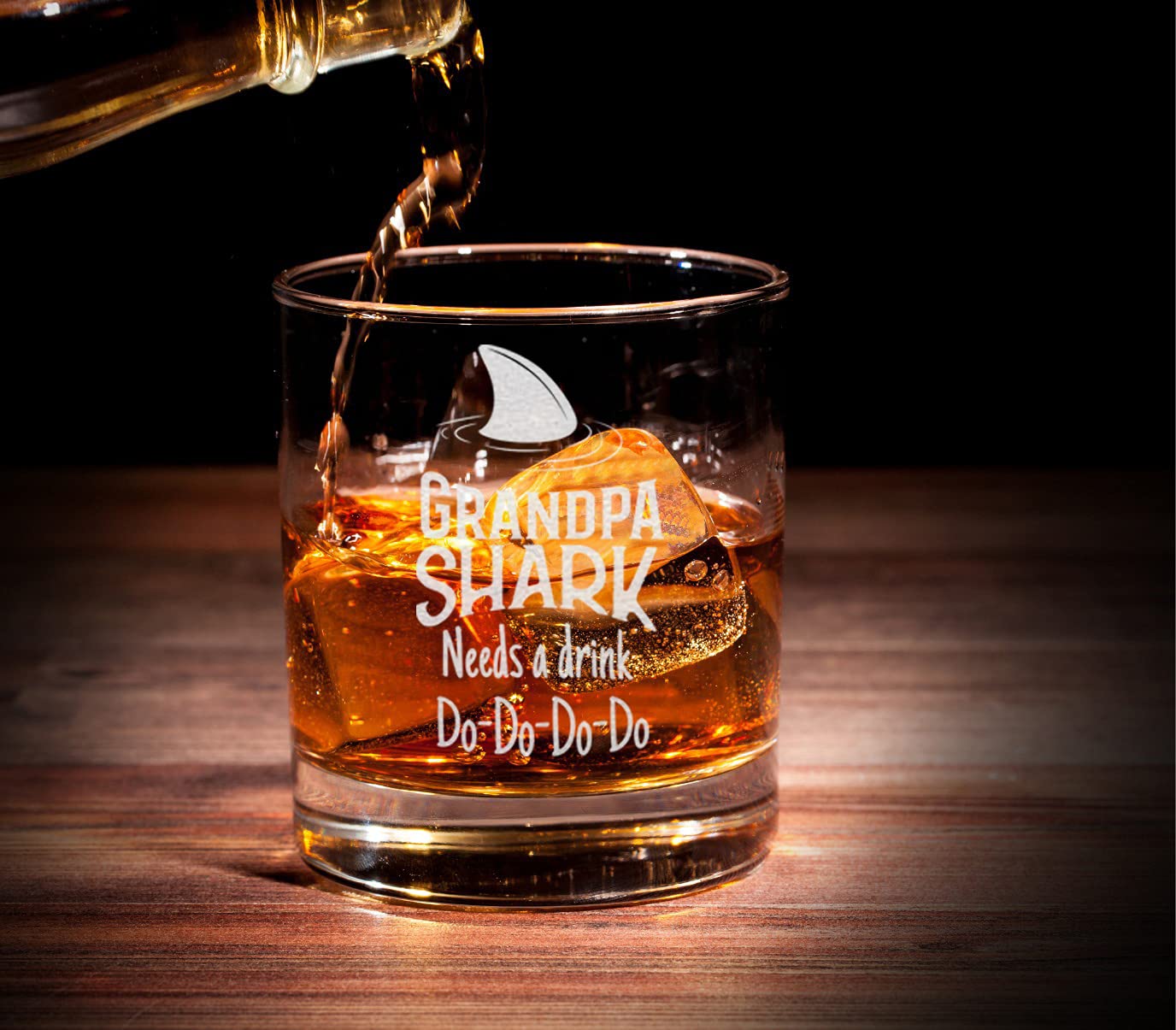 Grandpa Shark Needs A Drink Do Do Do Do Whiskey Glass - Gift For Grandpa From Grandkids