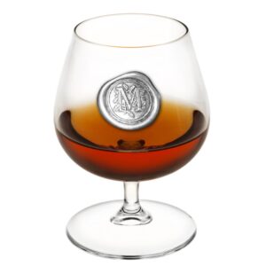 english pewter company 14.5oz brandy cognac snifter glass with monogram initial - personalized gift with your choice of initial (w) [mon223]