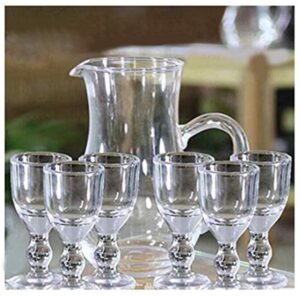 shihualine 300ml handle cup with 15ml cups unique mini wine shot glasses sake spirits cup clear alcohol mini liquor shot glass stem drinking (set of 6+1)