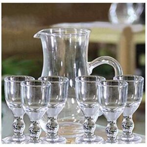 SHIHUALINE 300ml handle Cup with 15ml Cups Unique Mini Wine Shot Glasses Sake Spirits Cup Clear Alcohol Mini liquor Shot Glass Stem Drinking (Set of 6+1)