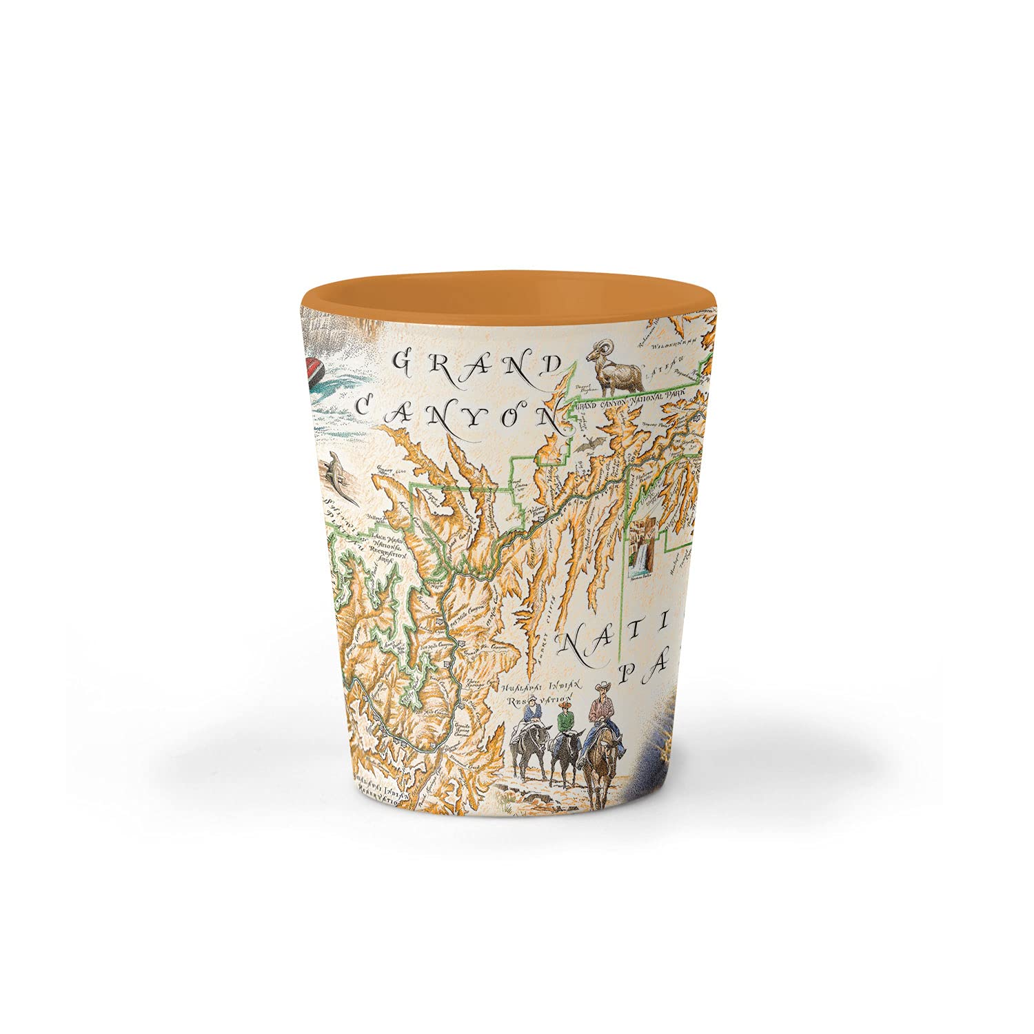 Xplorer Maps Grand Canyon National Park Map Ceramic Shot Glass, BPA-Free - For Office, Home, Gift, Party - Durable and holds 1.5 oz Liquid