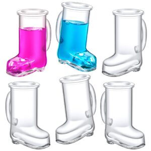 6 Pcs 1.7 oz Cowboy Boot Shot Glass Clear Mini Glass Boot Entertainment Funny Shot Glasses Heavy Base Beer Boot Shoe Drinking Glass Beverage Drinking Glassware for Whiskey Liquor Cowboy Party Decor