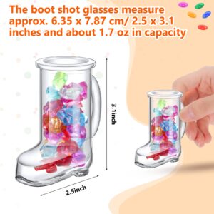 6 Pcs 1.7 oz Cowboy Boot Shot Glass Clear Mini Glass Boot Entertainment Funny Shot Glasses Heavy Base Beer Boot Shoe Drinking Glass Beverage Drinking Glassware for Whiskey Liquor Cowboy Party Decor