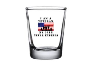 rogue river tactical i am a veteran my oath never expires shot glass gift for military vet
