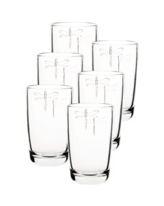 la rochere set of 6, 14-ounce dragonfly double old fashioned glasses