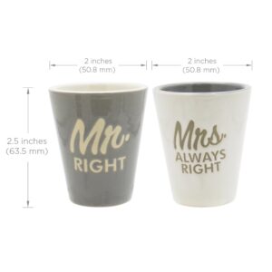 Rockin SHOT GLASS - Mr & Mrs Always Right Couples Mugs & Shot Glasses, Set of 4 Combo 10 oz Gift Boxed - great marriage or Him and Her Gift Set, Gift for Wedding Anniversary, Husband & Wife Gifts