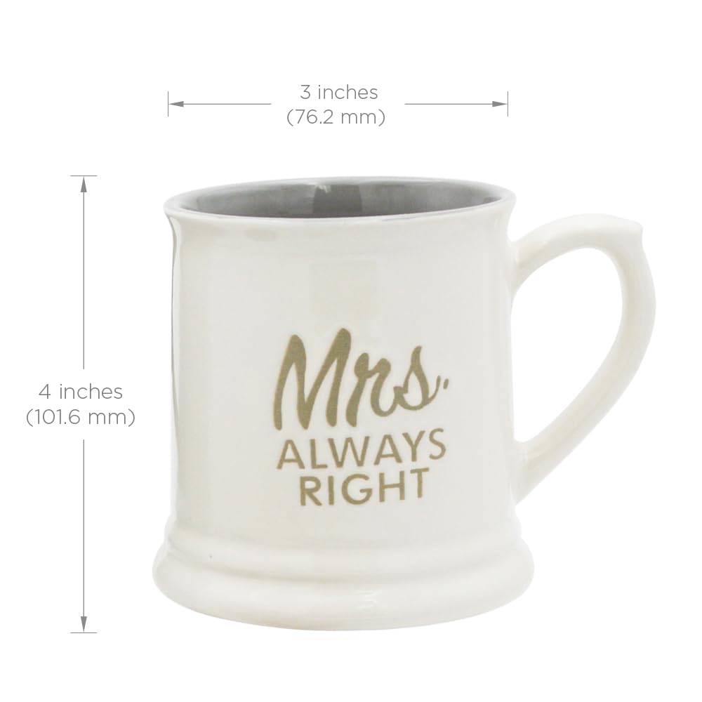 Rockin SHOT GLASS - Mr & Mrs Always Right Couples Mugs & Shot Glasses, Set of 4 Combo 10 oz Gift Boxed - great marriage or Him and Her Gift Set, Gift for Wedding Anniversary, Husband & Wife Gifts