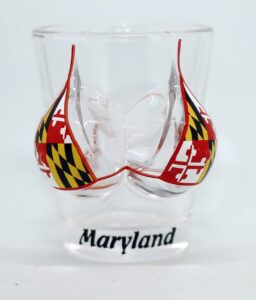 maryland flag bikini bust 3d shot glass
