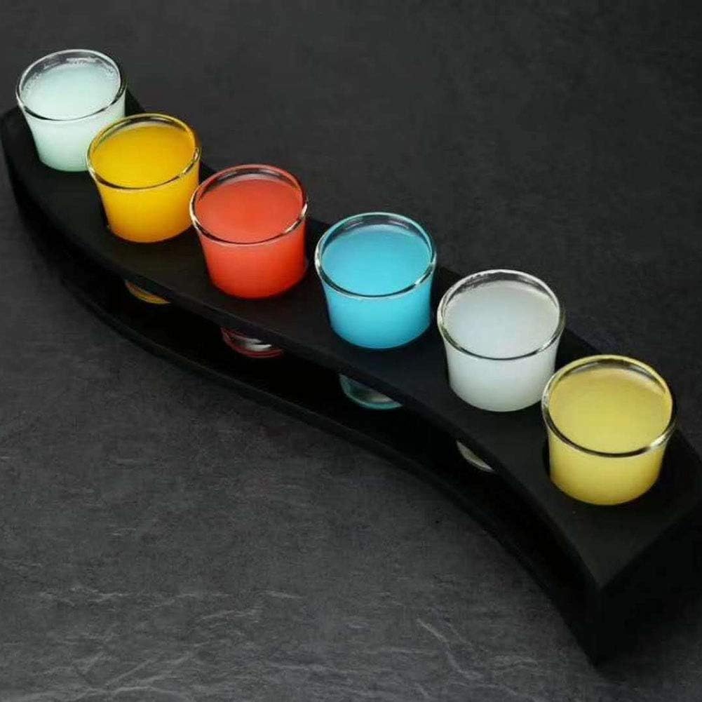 Alvinlite Shot Glass Tray,Tequila Flight Board,Beer Flight Sampler Serving Tray,Vintage Shot Glass Display Shelf Perfect for Party Bar Cocktail Tequila 6 holes Type shot