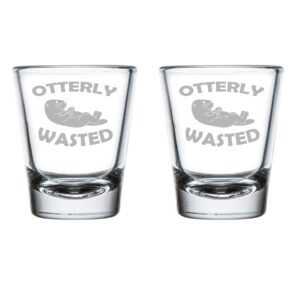 set of 2 shot glasses 1.75oz shot glass otterly wasted otter funny