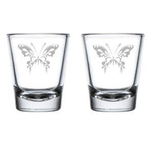 mip set of 2 shot glasses 1.75oz shot glass tribal butterfly
