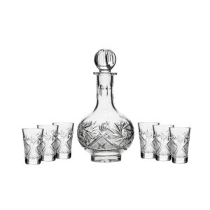 vodka set russian cut crystal 12 oz carafe decanter & 6 crystal shot glasses 35 ml 1.2 oz