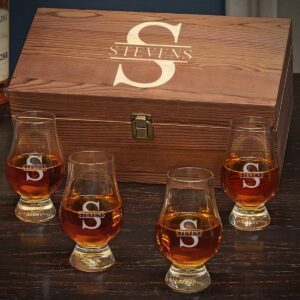 personalized glencairn whiskey gift set with box