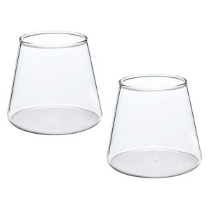 yardwe 2 pcs mount fuji glass cups, transparent mountain shape whiskey glasses, borosilicate glass mug for milk coffee beer whisky cocktail (300 ml, 3.5 x 3.1 inch)