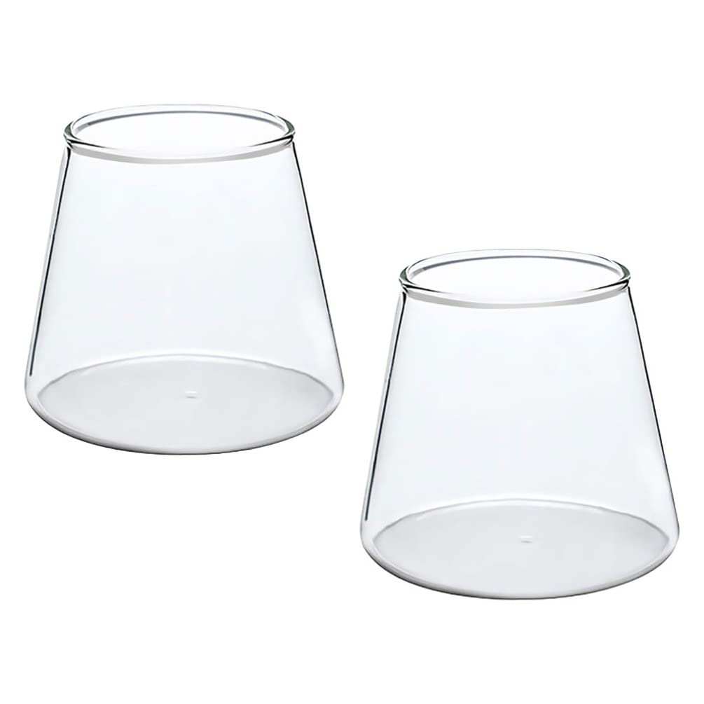 Yardwe 2 Pcs Mount Fuji Glass Cups, Transparent Mountain Shape Whiskey Glasses, Borosilicate Glass Mug for Milk Coffee Beer Whisky Cocktail (300 ml, 3.5 x 3.1 Inch)