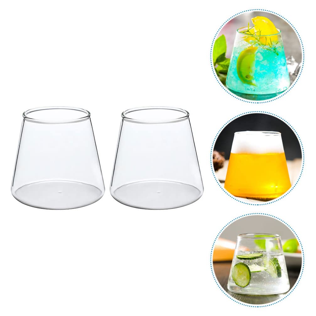 Yardwe 2 Pcs Mount Fuji Glass Cups, Transparent Mountain Shape Whiskey Glasses, Borosilicate Glass Mug for Milk Coffee Beer Whisky Cocktail (300 ml, 3.5 x 3.1 Inch)