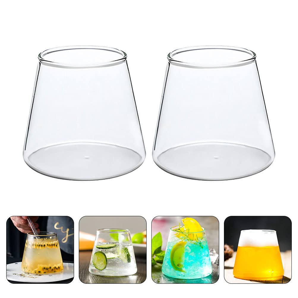 Yardwe 2 Pcs Mount Fuji Glass Cups, Transparent Mountain Shape Whiskey Glasses, Borosilicate Glass Mug for Milk Coffee Beer Whisky Cocktail (300 ml, 3.5 x 3.1 Inch)