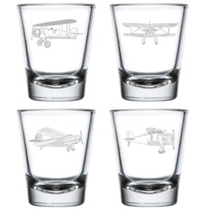 mip set of 4 shot glasses 1.75oz shot glass aviation airplane